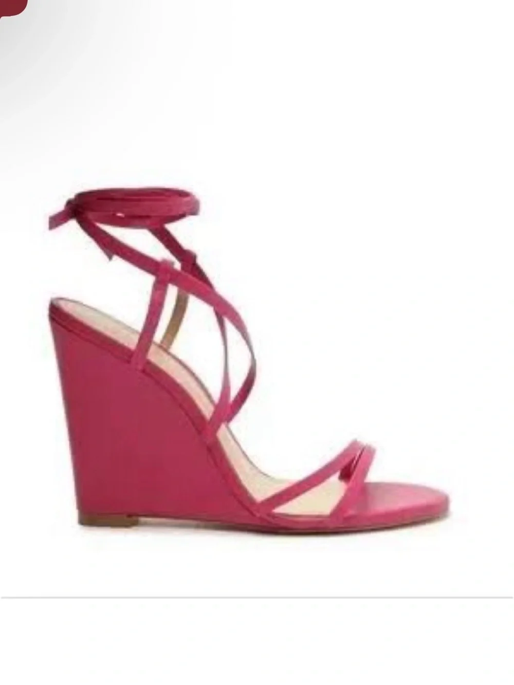 SCHUTZ DEONNE Hot Pink Strappy Wedge Sandal with Ankle Tie (22)